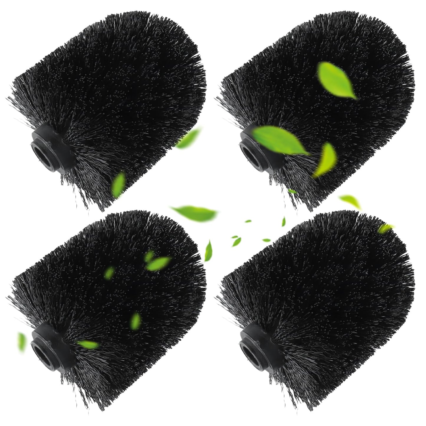 4pcs Toilet Brush Replacement Heads – Black Antibacterial, Durable PP Plastic, 12mm Screw-On Design for Easy Installation