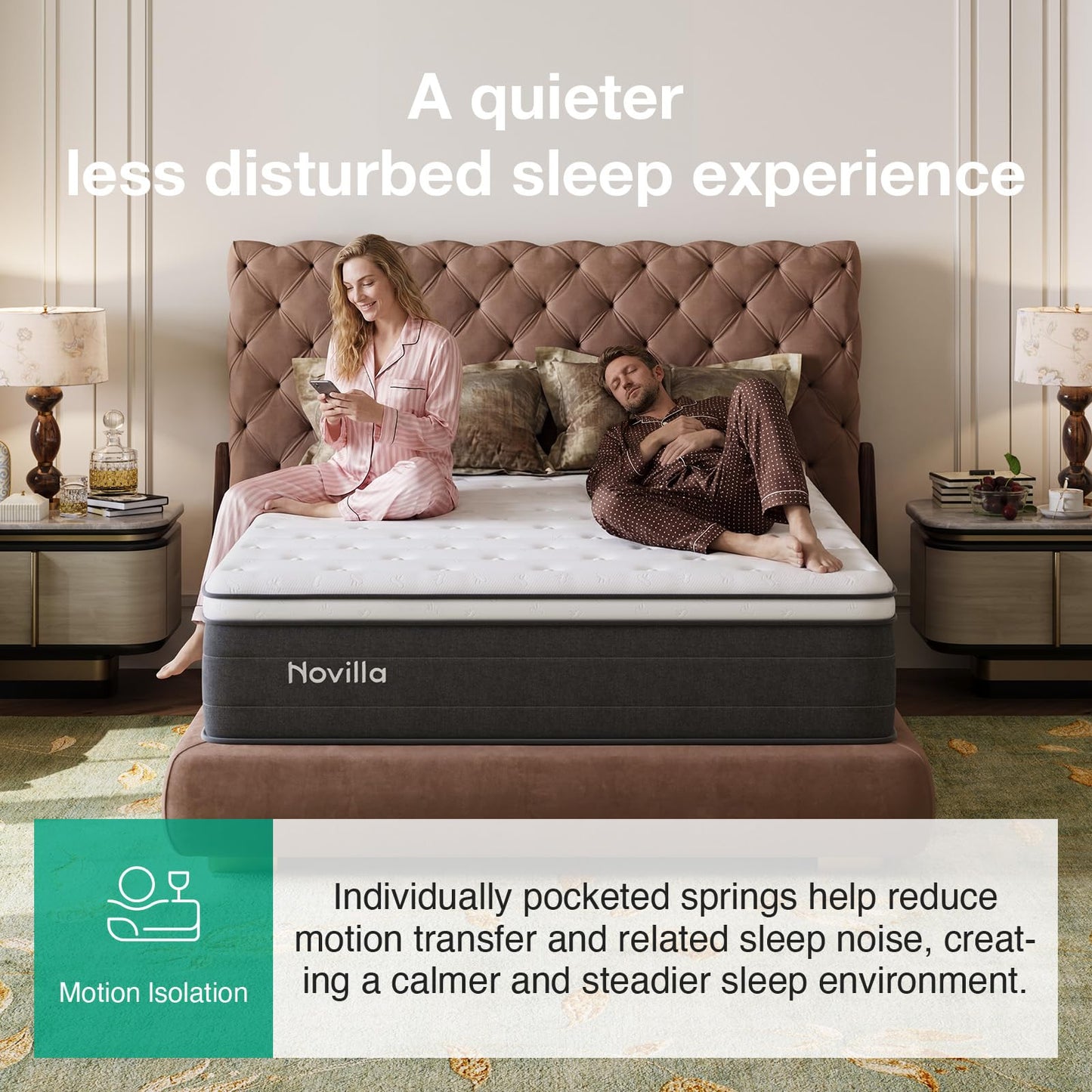 Novilla Single Mattress 3FT –27CM Medium Firm Memory Foam Hybrid Mattress with 7-Zone Pocket Sprung Support, Motion Isolation, Back Relief