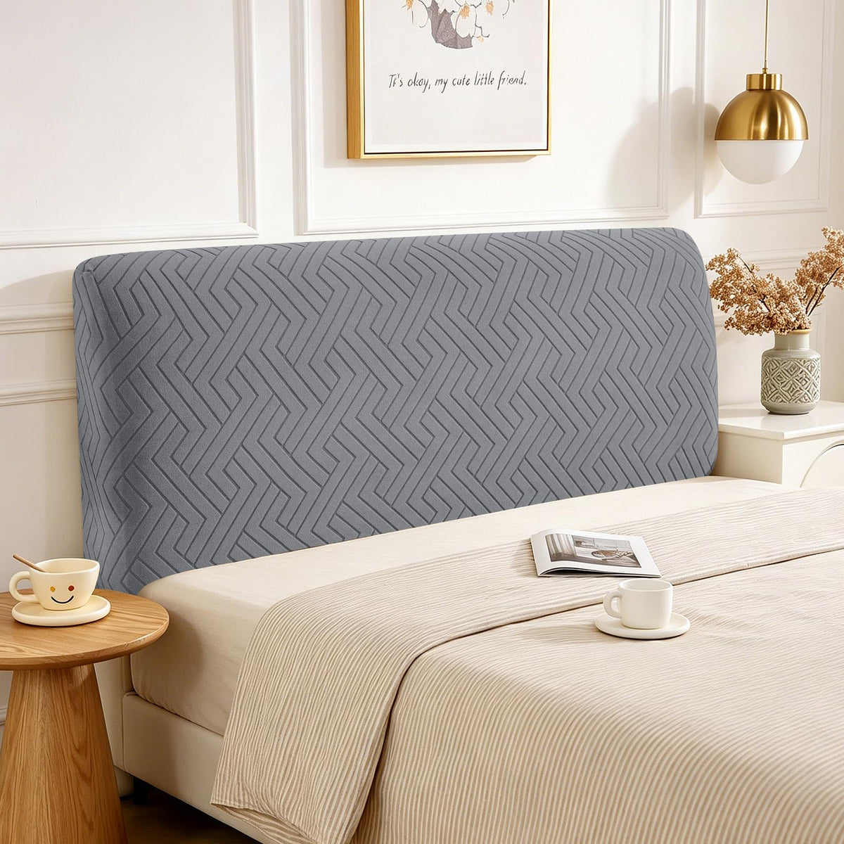 CYCMACO Elastic Bed Headboard Cover, 150 cm, Soft Stretch Bed Headboard Cover, Dustproof Bed Headboard Covers, Modern Bed Headboard Cover, Universal