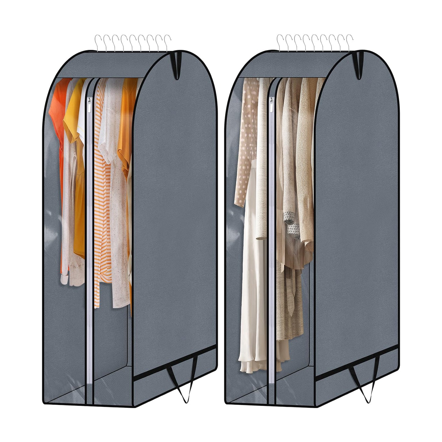 Hejo Garment Bags with Large Capacity, 2 Pcs 110 x 60 x 25cm Dust-proof Clothes Covers, Clothes Protector Bags with Zip and Handle for Suit, Coat