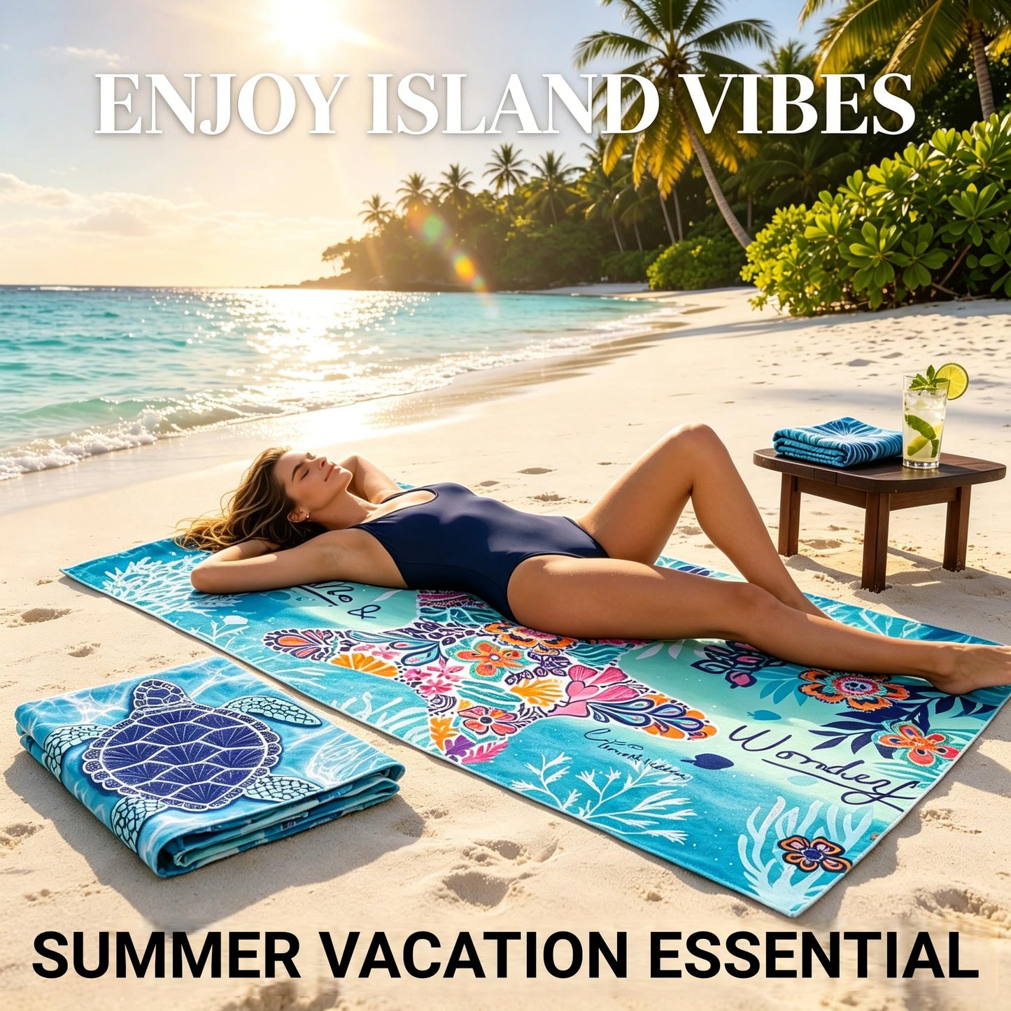 MXZWOC 2 Pack Microfibre Beach Towels, Extra Large 180 x 90 cm, Sand Free & Quick Dry Lightweight Travel Towels for Adults