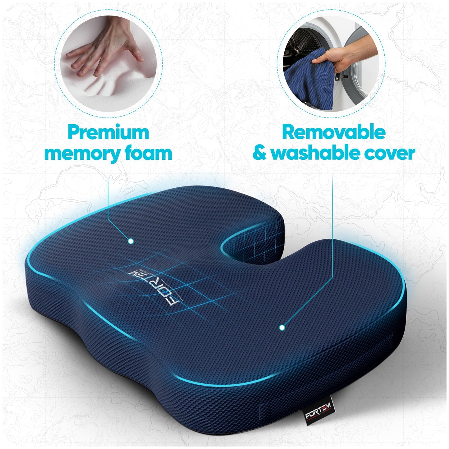 FORTEM Seat Cushion, Office Chair Cushion, Memory Foam Pillow for Sitting