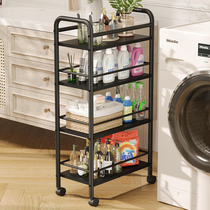 Asgolion 4-Tier Trolley, Space-Saving Kitchen storage trolley with Wheels