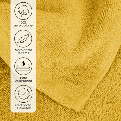 Ruggeri 4 Piece Guest Towel Set, 40x50 cm, Soft Cotton, Yellow