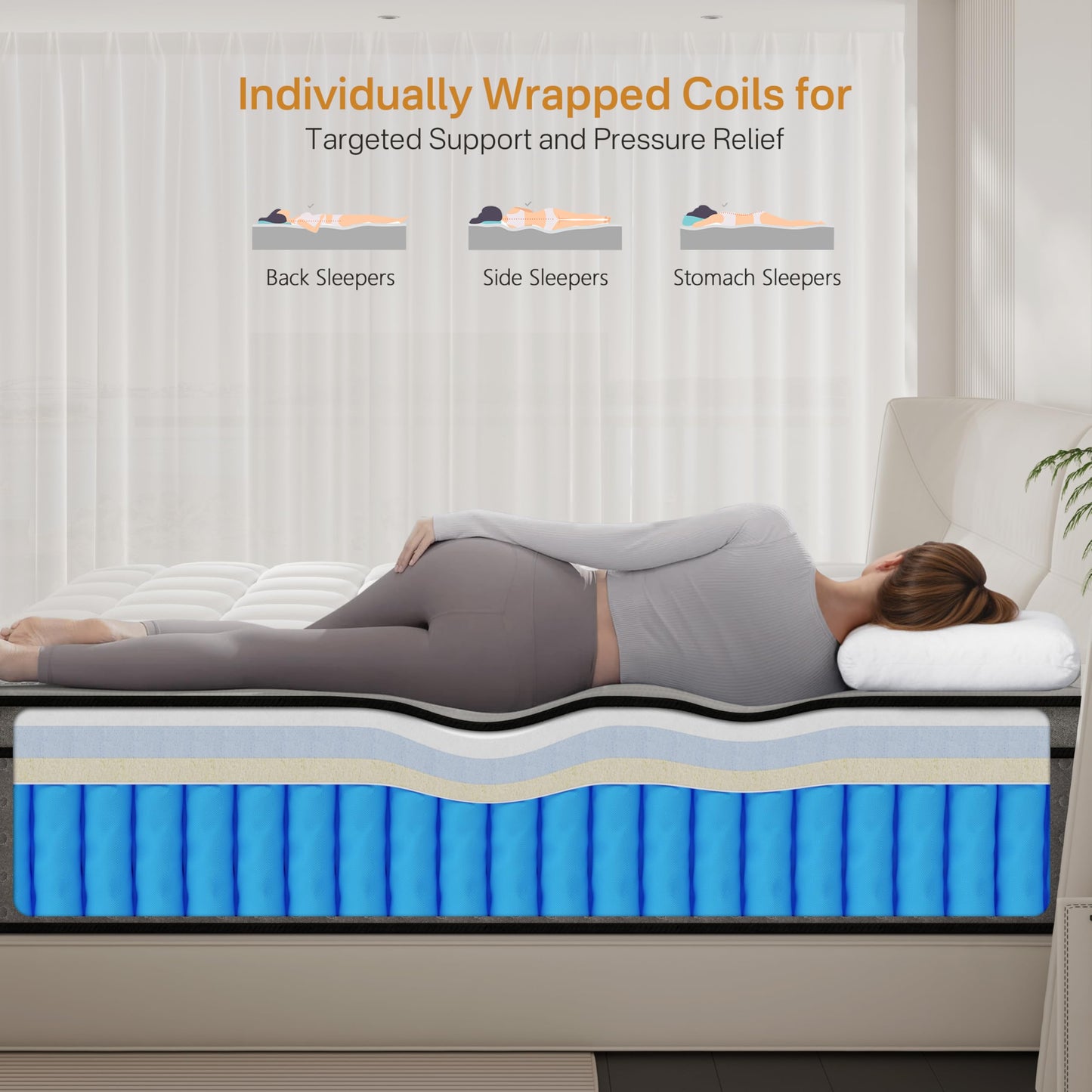 LETMOON Single Memory Foam and Pocket Sprung Hybrid Mattress