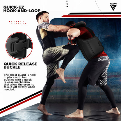 RDX Chest Guard, MMA Kickboxing Muay Thai Boxing Body Protector, Sparring Training Heavy Punching, KARA Adjustable Strike Shield, Martial Arts Upper