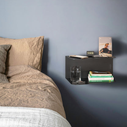 etterr Bedside Table, Side Table, Black Bedside Tables, Bedside Tables, Bedroom Bedside Tables 2 Units, Black, 38 x 20 x 18 cm