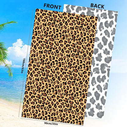 Large Quick Dry Microfibre Beach Bath Towel for Adult,Double Sides Brown Spots Leopard Sand Free Beach Towel with Bag,Lightweight Gym Yoga Sports