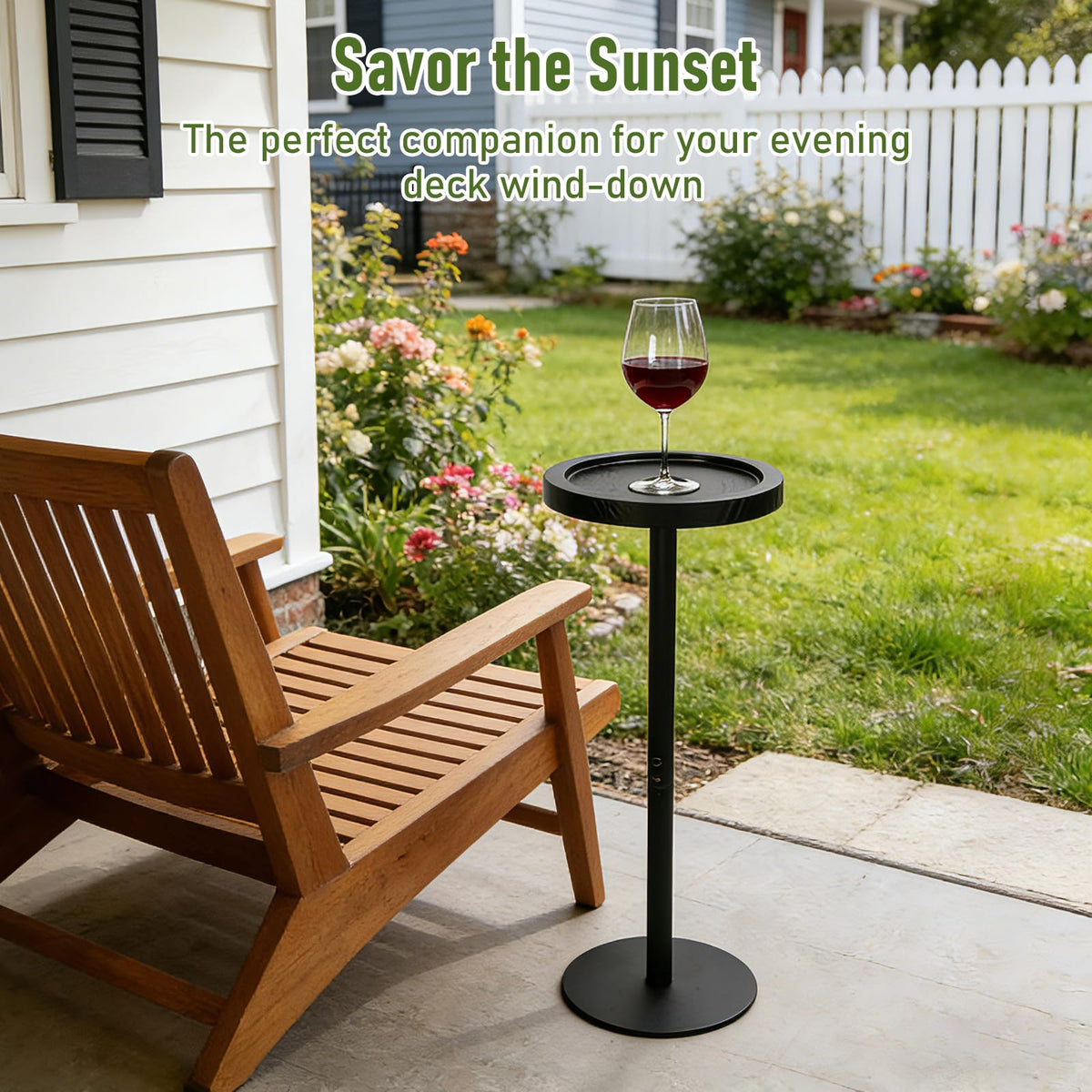Simcat Small Round Side Table, Drink Table for Small Spaces and Modern Decor 1, Black