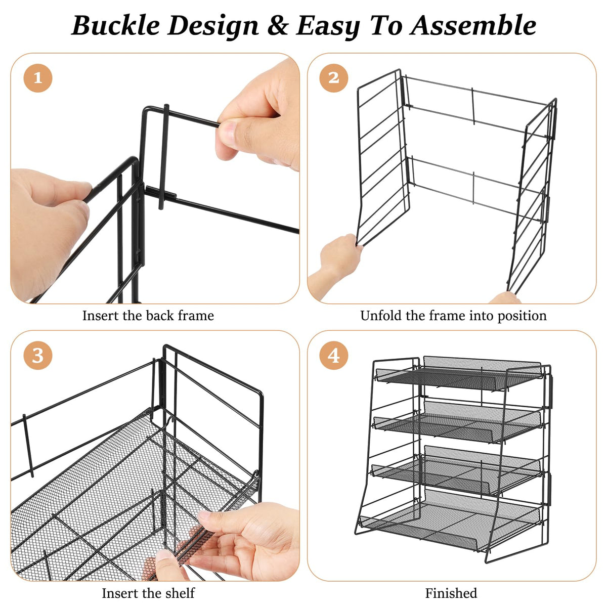 KTCINA Candy Display Rack, 4 Tier Carbon Steel Snack Shelf Organizer for Counter, Metal Snack Organizer Chip Rack Display Stand Chip Bag Holder for