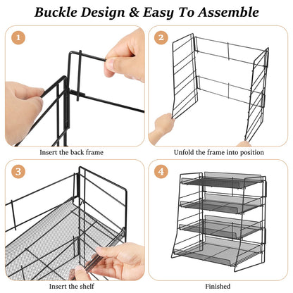 KTCINA Candy Display Rack, 4 Tier Carbon Steel Snack Shelf Organizer for Counter, Metal Snack Organizer Chip Rack Display Stand Chip Bag Holder for