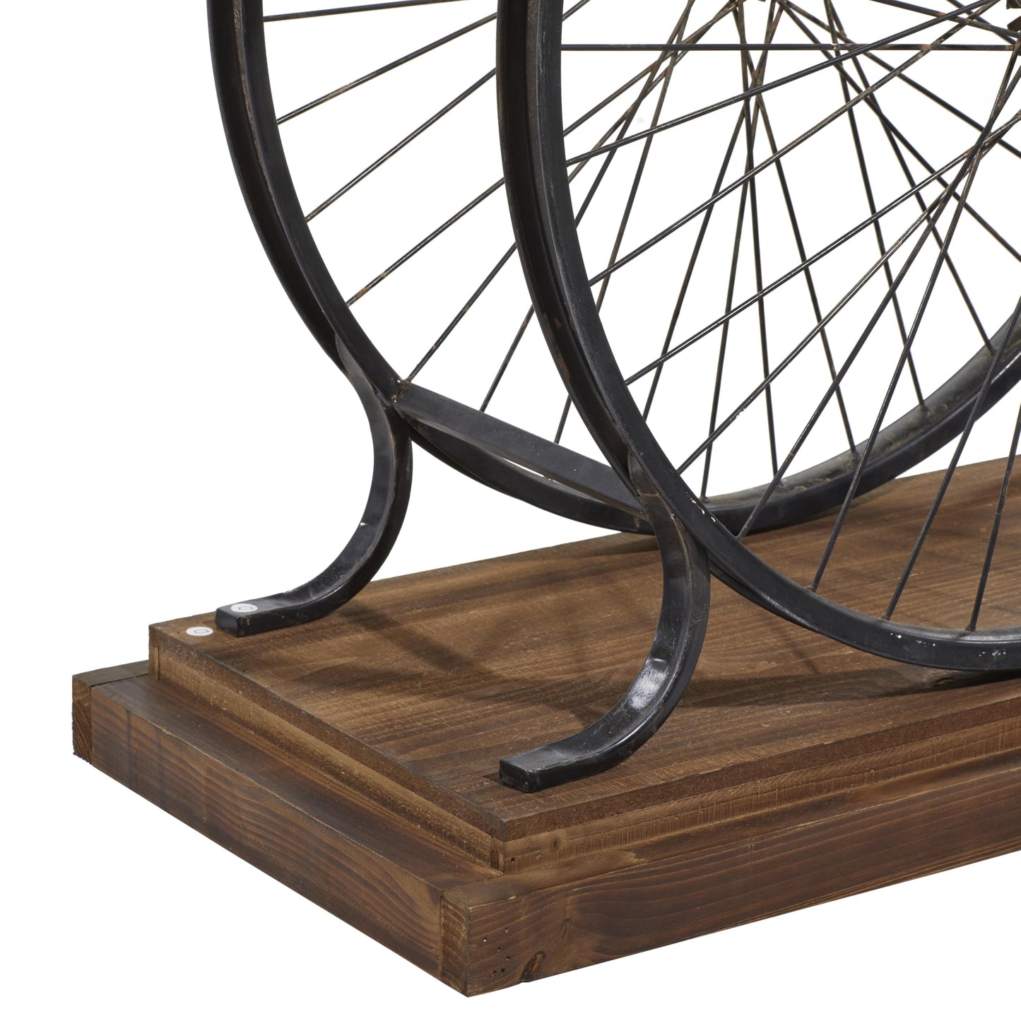 Deco 79 Wood Bike Wide Slatted Top Console Table with Dual Wheel Frame and Tiered Base, 39 Inch x 12 Inch x 25 Inch, Brown