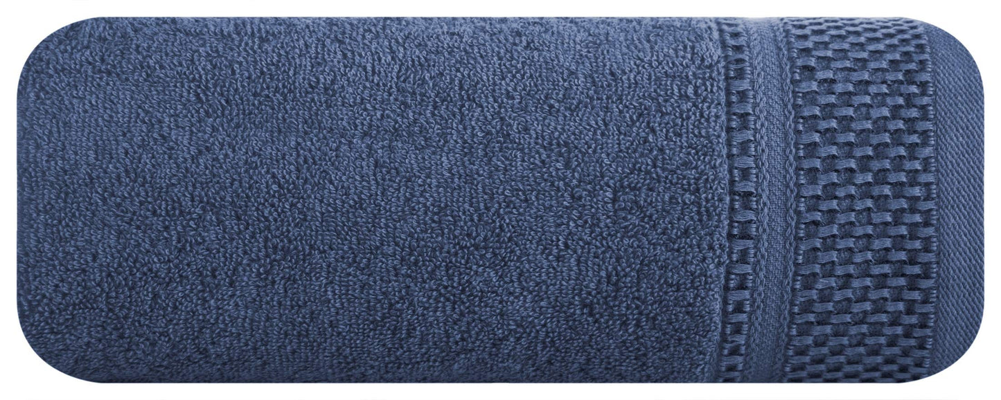 Eurofirany Carlo Bath Towel Set Hand Towel Sauna Towel Pattern - Absorbent, 100% Cotton 580g/m, Pack of 3 and 6, Navy Blue, 50 x 90 cm, 6