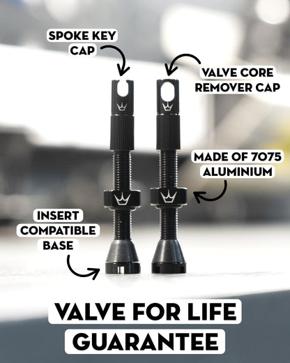 Peaty's Tubeless Wheel Conversion Kit - XC & Trail - 25mm Tape / 42mm Valves / 2x 120ml Holeshot Biofibre Sealant Pouch,Black
