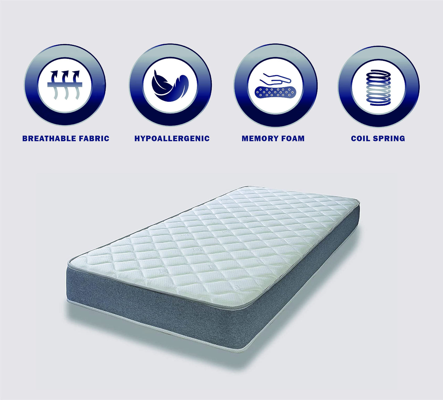 eXtreme comfort ltd Grey Essentials King Mattress 5FT (150x200cm) | Foam-Free Bonnell Spring | Cooltouch Breathable Cover | Plush Comfort Support