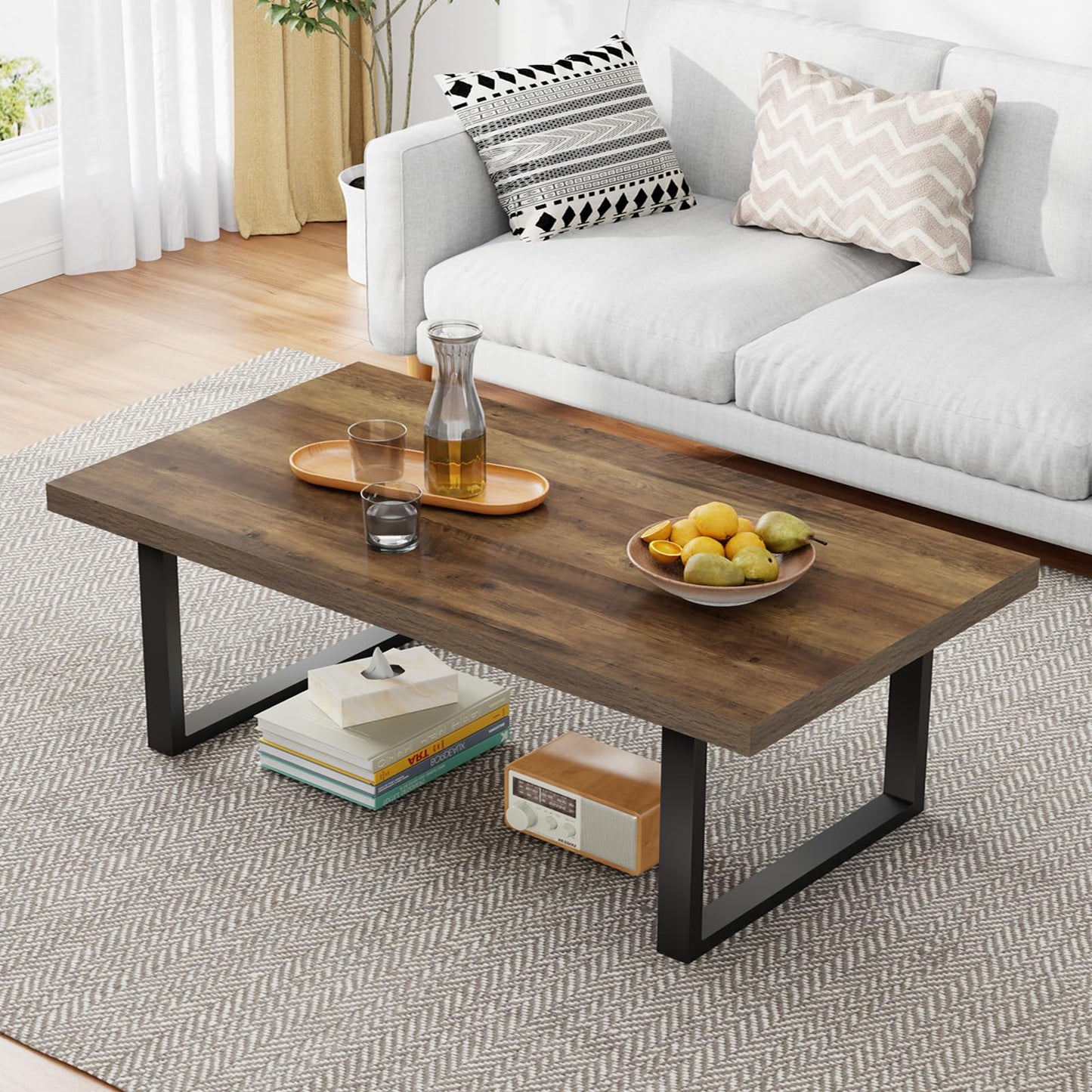 IBF Coffee Table Living Room Wooden Center Coffee Tables 120cm Rustic Oak