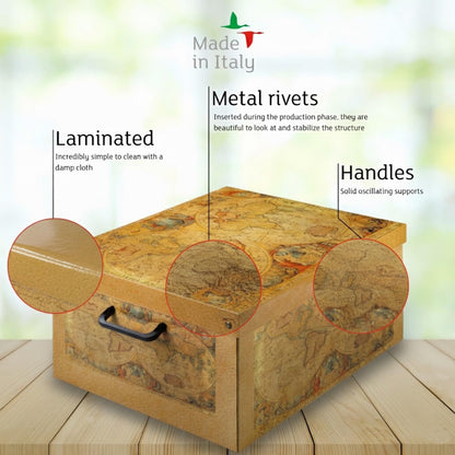 Lavatelli Cardboard Storage Boxes with Lid World Map 32x42x21cm Bedroom