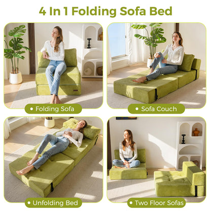 MAXYOYO Folding Sofa Bed, Convertible Sofa Bed with High-Density Support Foam, Portable 4 in 1 Fold Out Chair to Floor Lounger