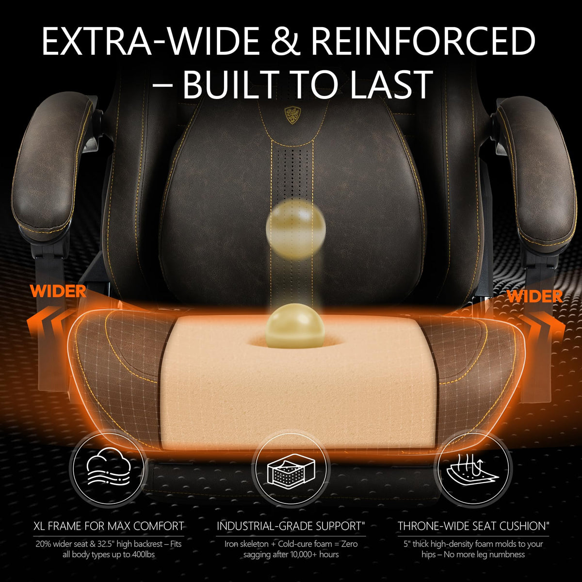 Dowinx Gaming Chair Dual-Point Massager Ergonomic Computer Chair with 360°-Swivel Footrest and Lumbar Support Heavy Duty PC Chairs with Headrest for