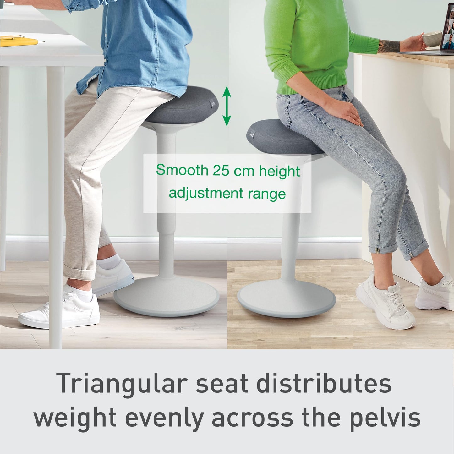 Leitz Ergo Active Standing Stool, Height Adjustable 57-82cm
