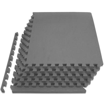 ProsourceFit Extra Thick Puzzle Exercise Mat, EVA Foam Interlocking Tiles for Protective, Cushioned Workout Flooring for Home and Gym Equipment, Grey