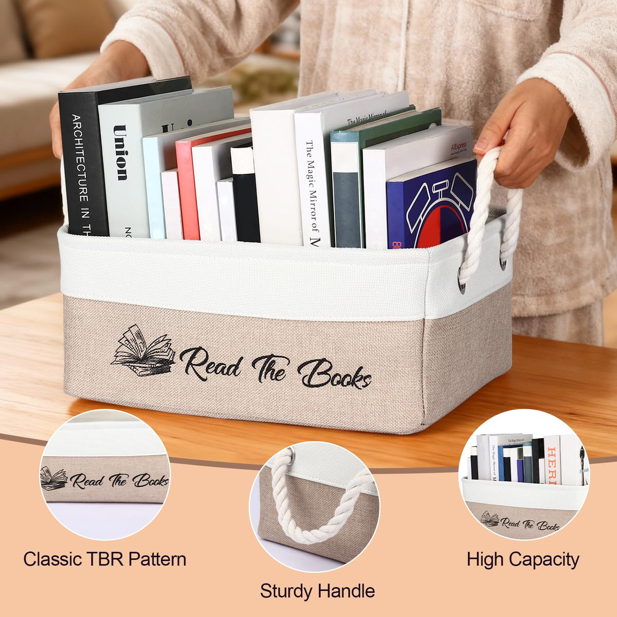 CGFN Book Lover Gifts,Read The Book Storage Basket List Storage Box Bookish Accessories Best Bookworm Gifts for Women Men Reading Lovers