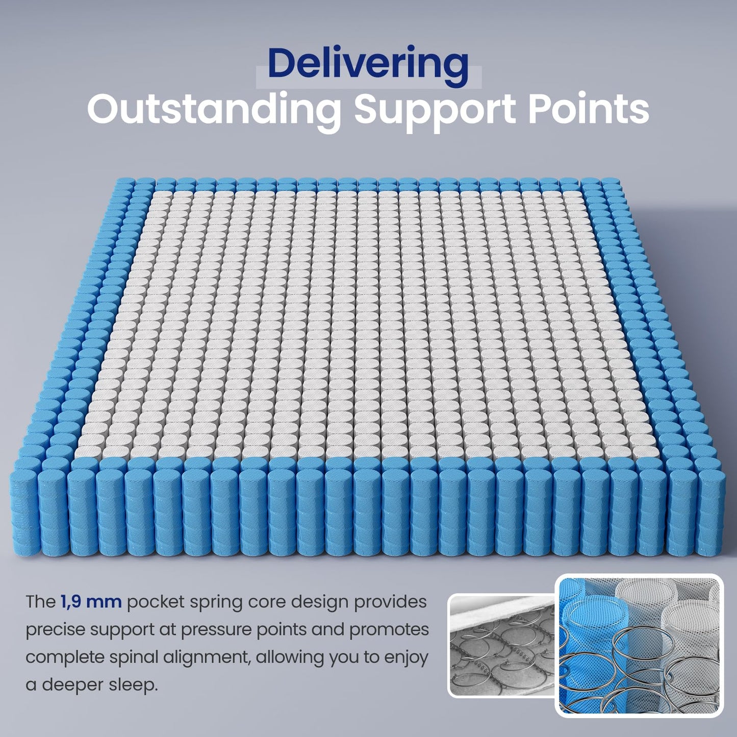BedStory 5FT King Size Mattress 10.2 Inch, Medium Firm Hybrid Pocket Sprung Mattress with Breathable Foam, Motion Isolation & Pressure Relief