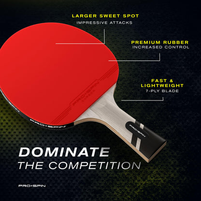 PRO SPIN Table Tennis Bat With Pro Carbon Fibre Technology for Increased Control, Spin & Power | Performance-Level Ping Pong Bat | With Premium Rubber