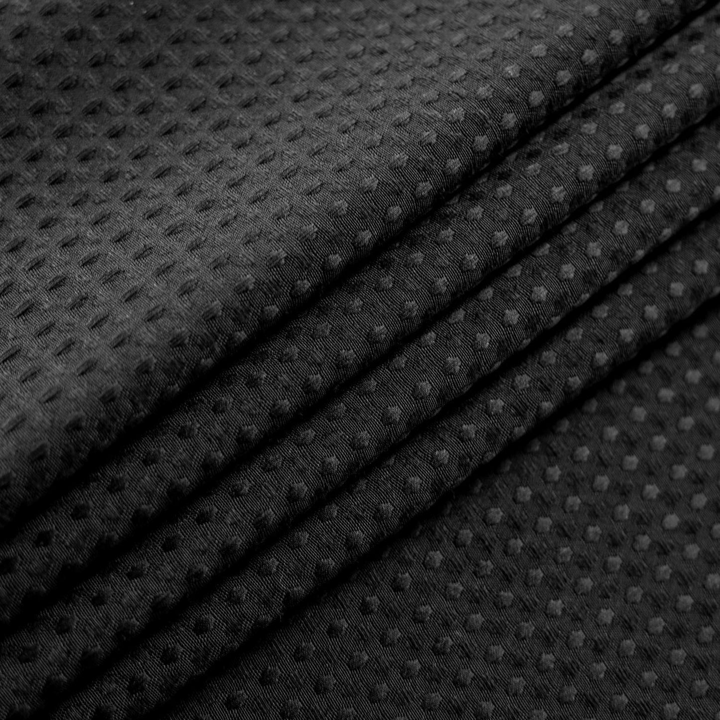 Barossa Design Waffle Fabric Shower Curtain 36" x 72" Luxury Hotel Spa 230GSM Heavy Duty Water Repellent Black Pique Pattern