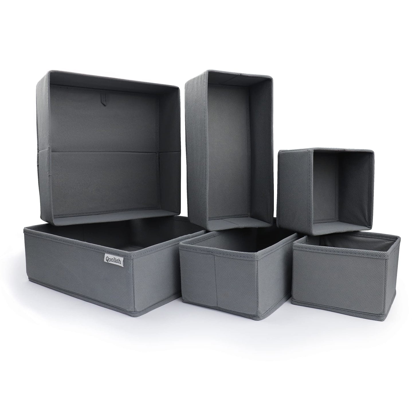 Qoolish Grey Drawer Organiser Set of 6 Sturdy Draw Organizer to sort Your bedroom