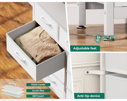 Coleshome Large Chest of Drawers Bedroom, 13 Large Fabric Drawers，White