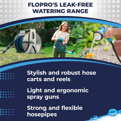 Flopro Professional Metal Hose Reel, Essential Garden Accessory for Neat Hose Storage, Wall-Mounted or Freestanding Garden Hose Reel