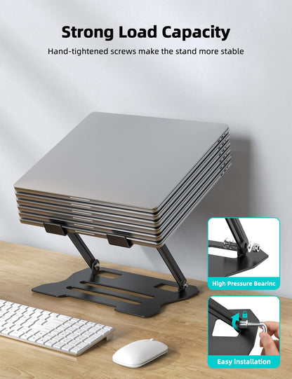 FAPPEN Laptop Stand, Universal Adjustable Steel Laptop Stand for Desk, Ergonomic Foldable Portable Desktop Laptopriser Compatible with 10''-15.6''
