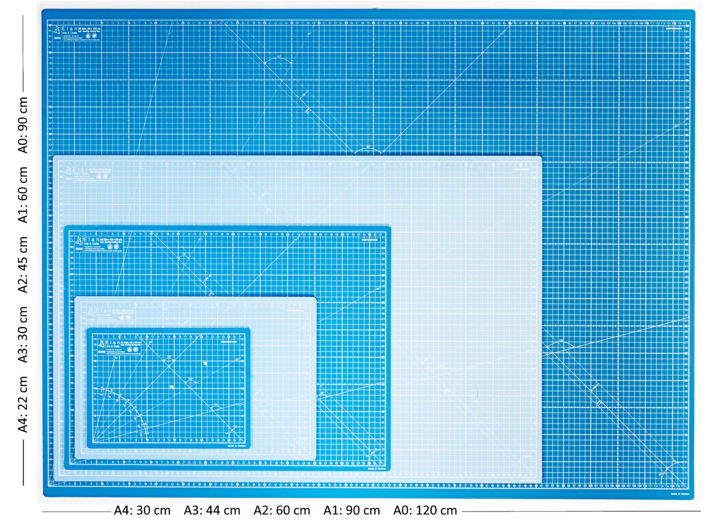 Elan A0 Cutting Mat Blue, 5-Ply Hobby Board for Crafts 120X90 CM, Extra Large Self Healing Cutting Mat A0, Extra Large Craft Board Blue