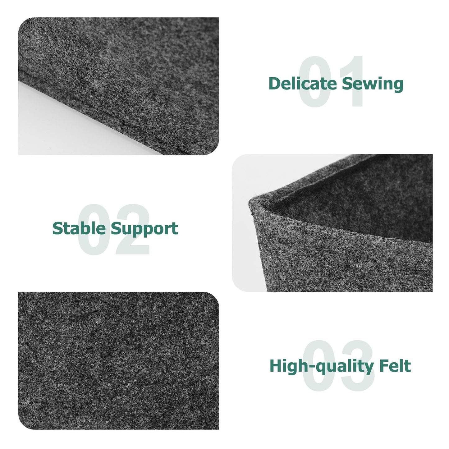 Felt Basket Storage, 2 Pack Foldable Felt Storage Boxes with Handle