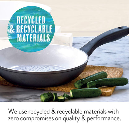 Prestige Earth Pan Ceramic Frying Pan Set Non Stick - 28cm Frying Pan with Lid & 20cm Frying Pan, Non Toxic Cookware, Induction Ready, Dishwasher
