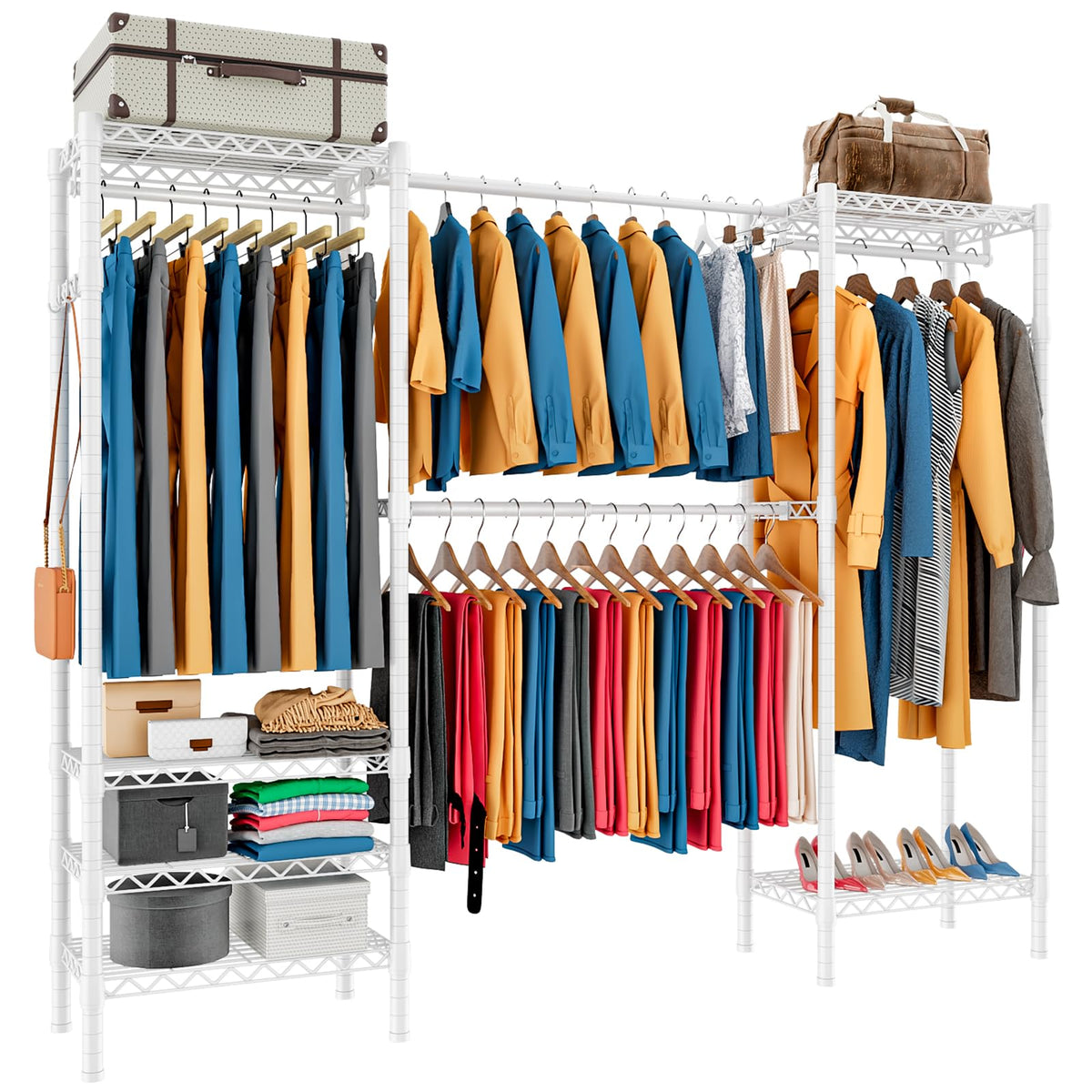 KZOBYD Expandable Clothes Rail Rack, Length 70.2-88.2 inch White