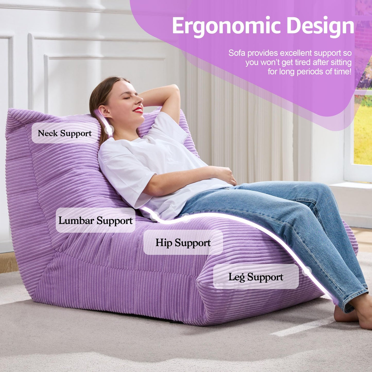 Hobestluk Big Bean Bag Chairs for Adults Fireside BeanBag Couch Togo Sofa