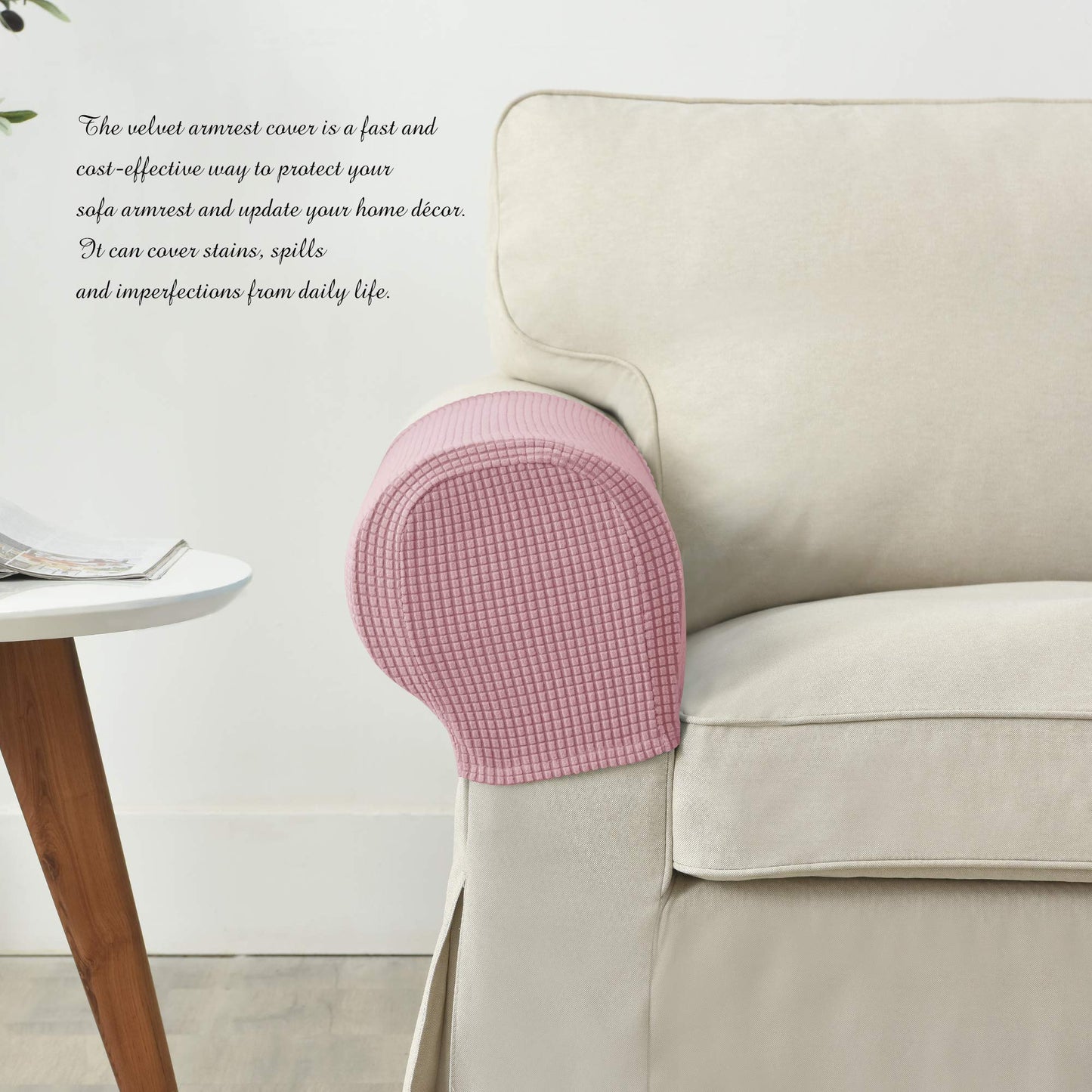 GEOCANG Armchair cover, Set of 2 non-slip armchair, sofa armrest protector, for furniture protector (Pink)