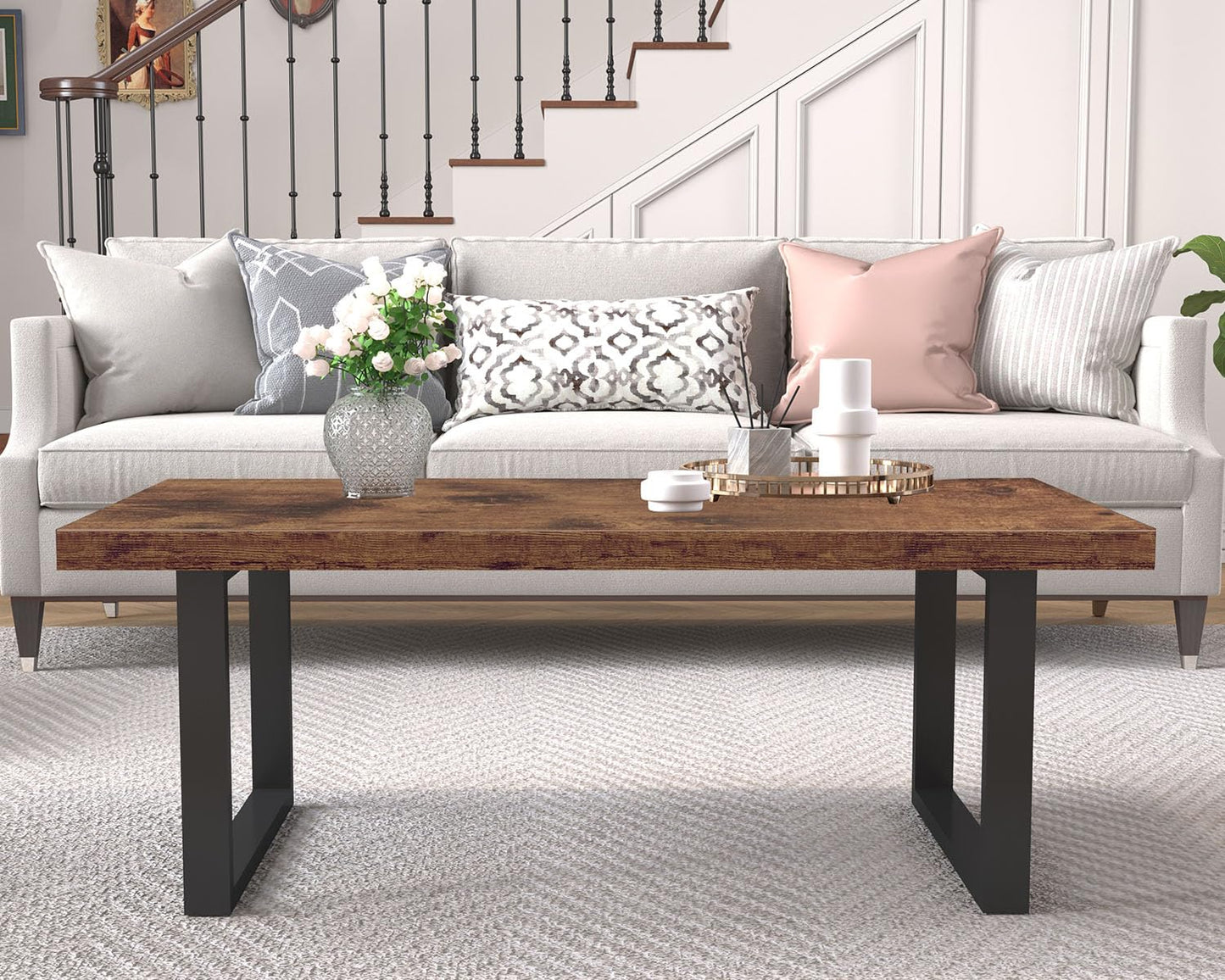 IBF Coffee Table Living Room Wooden Center Coffee Tables 120cm Rustic Brown