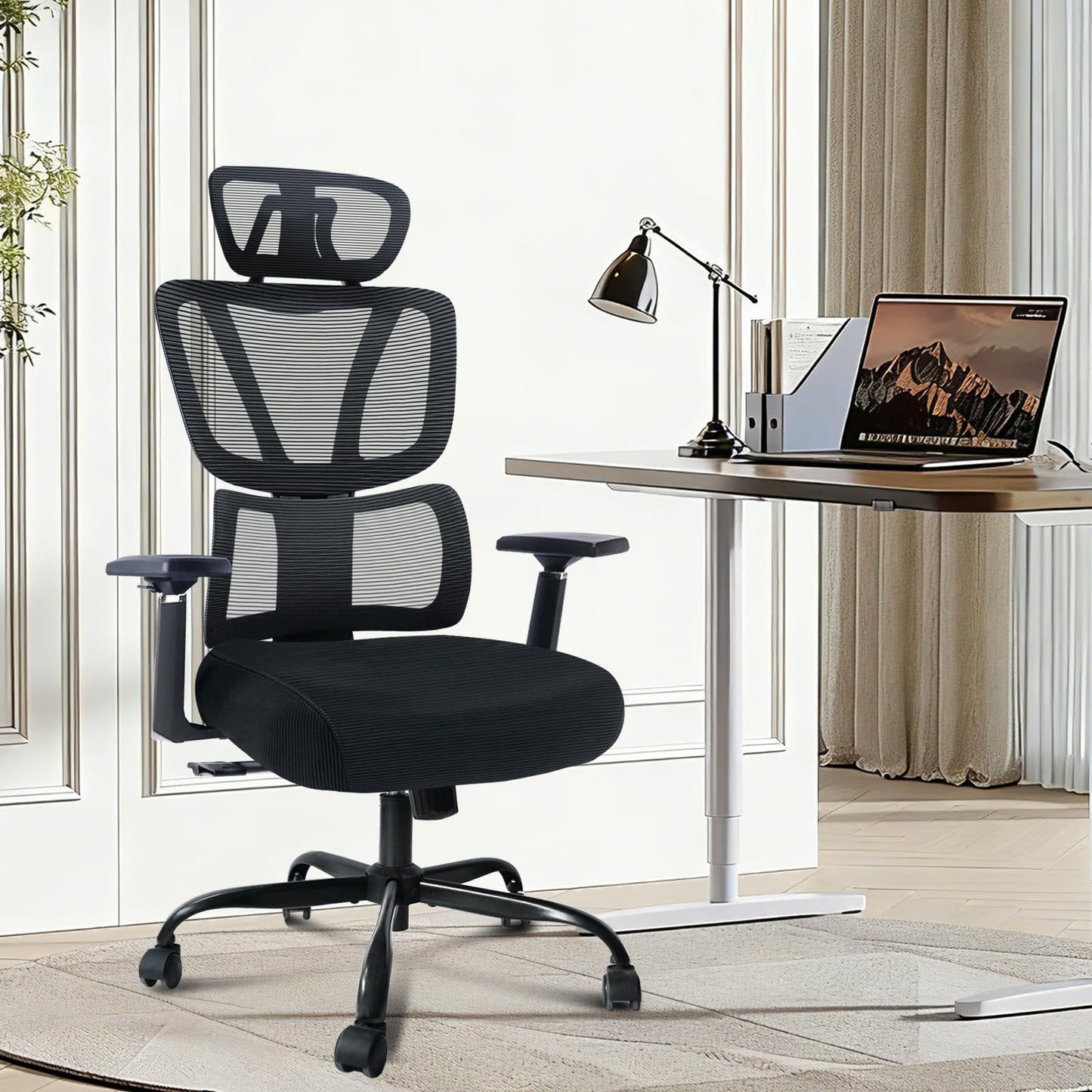 GGCIR High Back Office Chair,Ergonomic Big and Tall Desk Chair with Lumbar Support,3D Armrests,Adjustable Headrest,Comfortable Office Chairs for Home