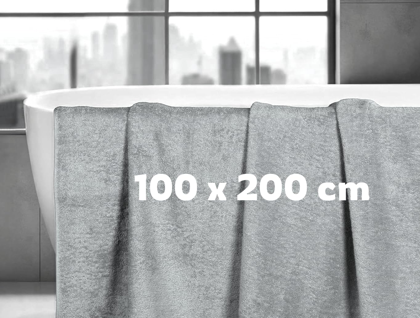 LoomTrove Pack of 2 Extra Large Jumbo Bath Sheets 100 x 200 cm 100% Egyptian Combed Cotton XL Towels Quick Dry Big Bath Sheet Super Soft Hotel
