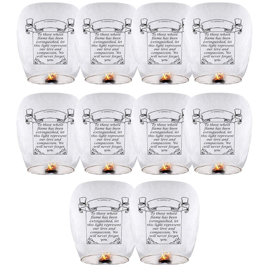 Sky Chinese Lanterns 10Pack Sky Lanterns to Release in Memory Love White Color Large Memorial Paper Lanterns Birthday Wedding Funeral Christmas to
