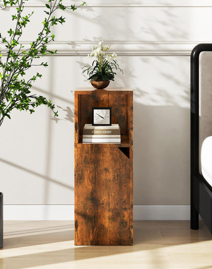 YMYNY Narrow Bedside Table Set of 2, Slim Side Table with Open Compartment and Door, Adjustable Shelf, Bedside Cabinet, for Bedroom, Living Room