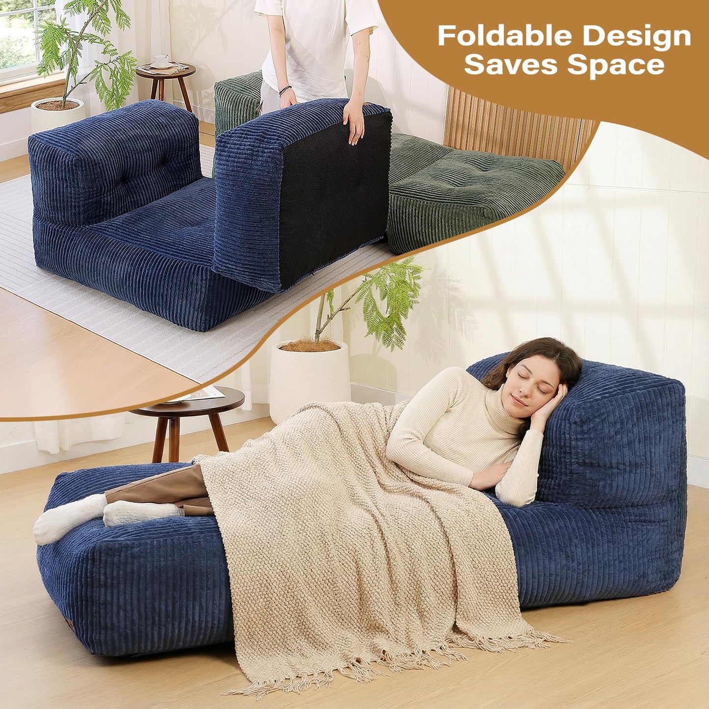 UODERS Big Bean Bag Chair for Adults, 170"x80" Lounger Large Bean Bag Sofa, Memory Foam Filled Beanbag Chair for Living Room, Bedroom, Balcony