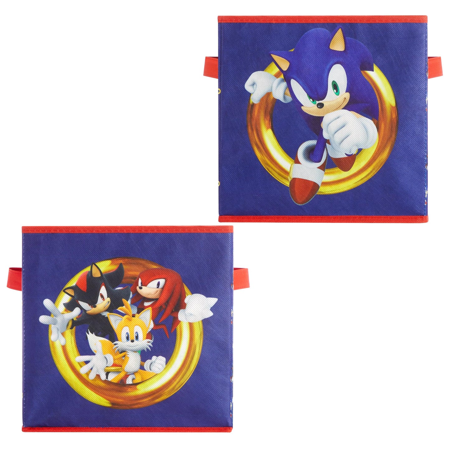 Idea Nuova Sonic the Hedgehog Set of 2 Durable Storage Cubes with Handles, 10"x10"x10" Cubes