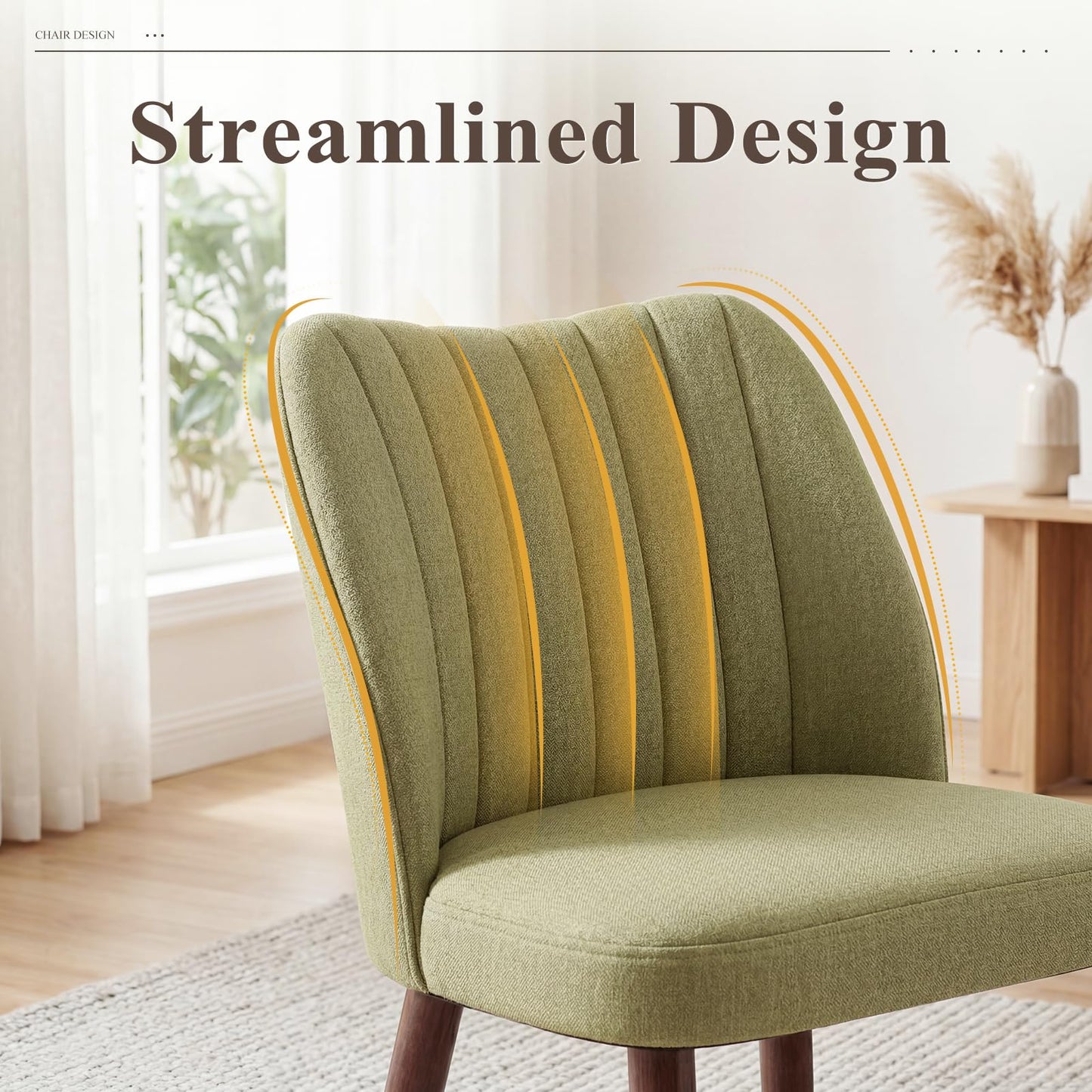 MALOL Upholstered Dining Chairs Set of 6, Fabric Chairs for Dining Room with Solid Wood Legs and Thick Seat Cushion
