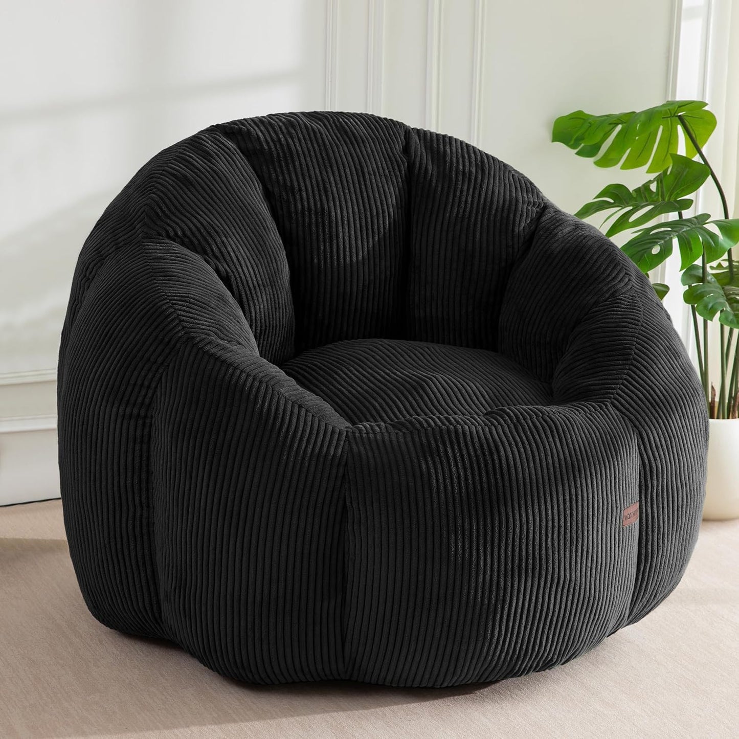 MAXYOYO Bean Bag Chair,Pumpkin Shaped Bean Bag Sofa Includes Filling,Comfy Corduroy Beanbag Sofa for Living Room Bedroom