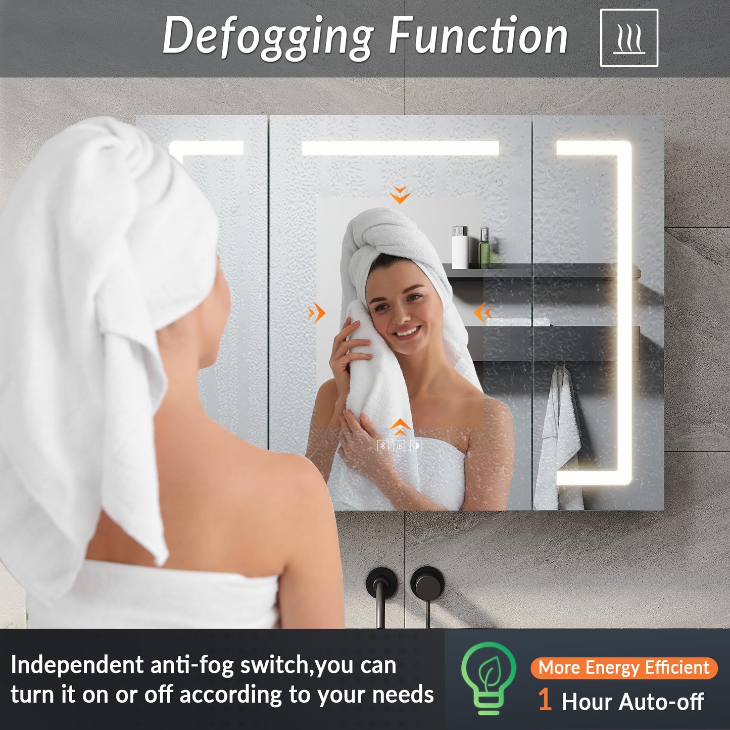 ELEGANT LED Bathroom Mirror Cabinet with 3 Colors & Bluetooth, 800x600mm