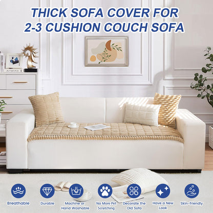 GKXLH New Thick Non-slip Sofa Cover 2 3 4 Seater Light Coffee, 70x150cm